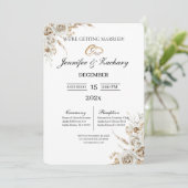 Beige mit Blumenstrauß Hochzeit Einladung (Stehend Vorderseite)