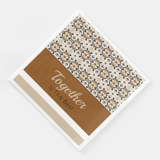 Beige mit Gold und Schwarz und Weiß Serviette (Ecke)