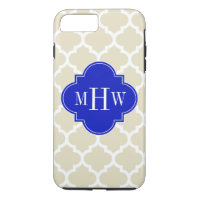 Beige mit marokkanischem #5 Royal Blue 3 Initial M