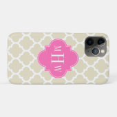 Beige, mit marokkanischer #5 Hot Pink2 3 Initial M Case-Mate iPhone Hülle (Rückseite (Horizontal))