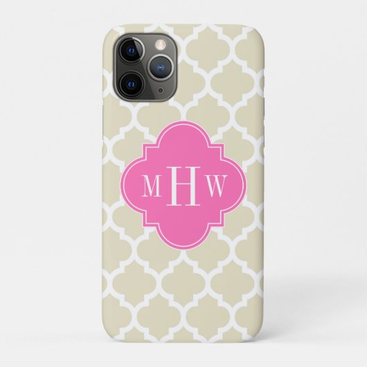 Beige, mit marokkanischer #5 Hot Pink2 3 Initial M Case-Mate iPhone Hülle (Rückseite)