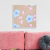 Beige mit rosa und blauer Flora Leinwanddruck (Insitu (Wohnzimmer))