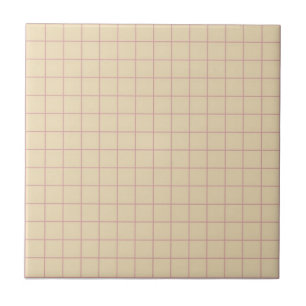 Beige mit rosa und violettem karierten Retro-Muste Fliese