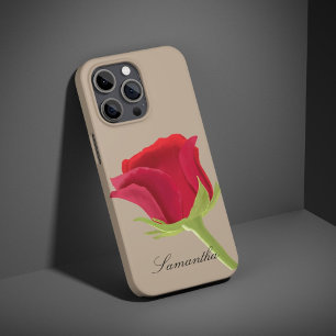 Beige mit rote Rose iPhone Gehäuse 16 Pro Max Hülle