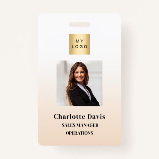 Beige Mitarbeiter Foto ID Unternehmen Sicherheit Ausweis (Vorderseite)