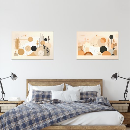 Beige Mitte Jahrhundert Bilderwand Sets (Schlafzimmer)