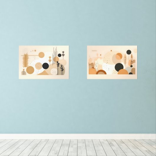 Beige Mitte Jahrhundert Bilderwand Sets (Holzboden)