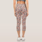 Beige Mix Blume Muster Capri Leggins Leggings (Rückseite)