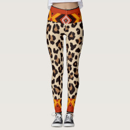 Beige Mix tiger Muster Capri Leggings