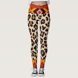 Beige Mix tiger Muster Capri Leggings