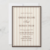 Beige Mocca Streifen Hochzeit Einladung (Vorderseite)