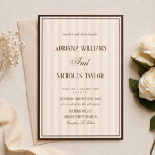 Beige Mocca Streifen Hochzeit Einladung