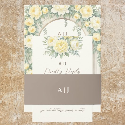 Beige Mocha Monogram Wedding Einladung Bauchband Einladungsbanderole