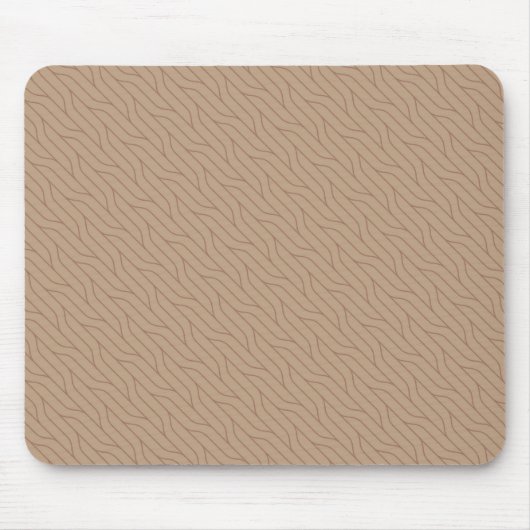 Beige Mocha Mousse Brown Wavy Line Muster Buffet Mousepad (Vorne)