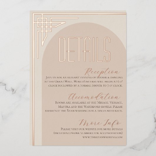 Beige Modern Deko Arch Enclosure Card Folieneinladung (Vorderseite)