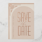 Beige Modern Deko Arch Folieneinladung (Vorderseite)