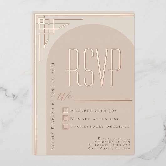 Beige Modern Deko Arch UAWG Folieneinladung (Vorderseite)