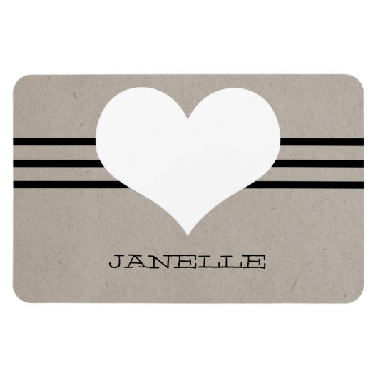 Beige Modern Heart Flexi Magnet (Horizontal)