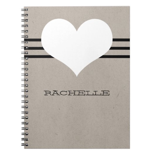 Beige Modern Heart Notebook Notizblock (Vorderseite)