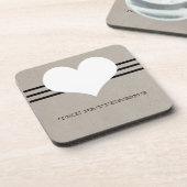Beige Modern Heart Untersetzer Set (Linke Seite)