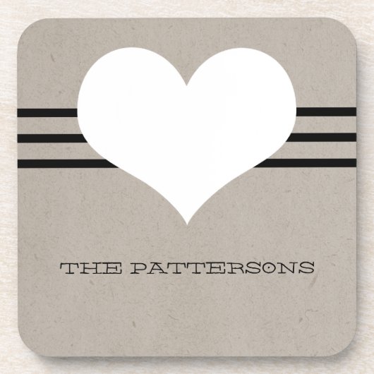 Beige Modern Heart Untersetzer Set (Vorderseite)