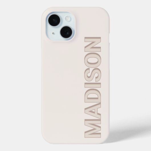 Beige Modern Monogram Name Case-Mate iPhone Hülle (Rückseite)
