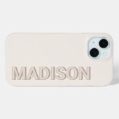 Beige Modern Monogram Name Case-Mate iPhone Hülle (Rückseite (Horizontal))