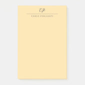 Beige Modern Monogrammed Calligraphy Plain Name Post-it Klebezettel (Vorderseite)