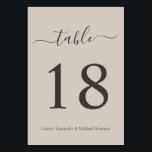 Beige Modern Script Romantic Wedding Table Number Tischnummer<br><div class="desc">Beige Modern Script Romantic Wedding Table Number</div>