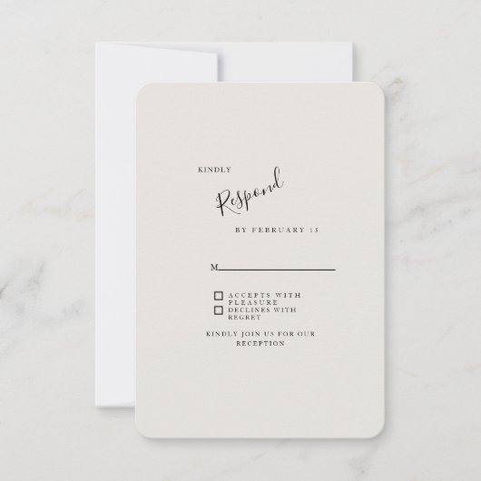 Beige Modern Wedding RSVP gerundet (Vorderseite)