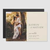 Beige Modern Whimsical Script Boho Save the Date Magneteinladung (Vorne/Hinten)