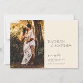 Beige Modern Whimsical Script Boho Save the Date Magneteinladung (Vorderseite)