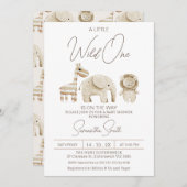 Beige Modern Wild One Safari Baby Dusche Einladung (Vorne/Hinten)