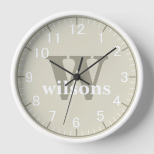 Beige moderne Anfangs- und Namensuhr Uhr