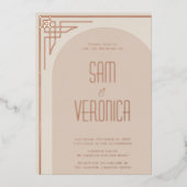 Beige Moderne Deko Arch Foil Einladung (Vorderseite)