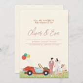 Beige Moderne Einladung zur Hochzeit (Vorne/Hinten)