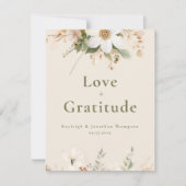 Beige Moderne Hochzeit der Wasserfarben Dankeskarte (Vorderseite)