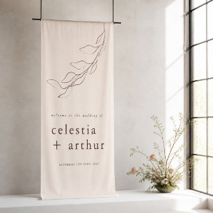 Beige moderne Hochzeitsbegrüßung Botanisch Banner