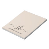 Beige Moderne Minimale Anfangsbezeichnung Monogram Notizblock (Rotiert)