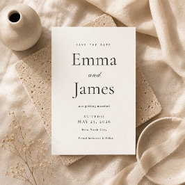 Beige moderne minimalistische Save-the-Date-Einlad Einladung
