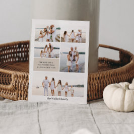 Beige Moderne neutrale 5-Foto Elegant Feiertagskarte