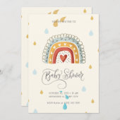 Beige Moderne Niedliche Rainbow Baby Dusche Einladung (Vorne/Hinten)