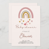 Beige Moderne Niedliche Rainbow Baby Dusche Einladung (Vorne/Hinten)