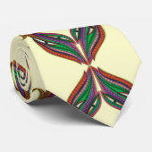 Beige moderne psychedelische Mandala-Muster Krawatte (Gerollt)