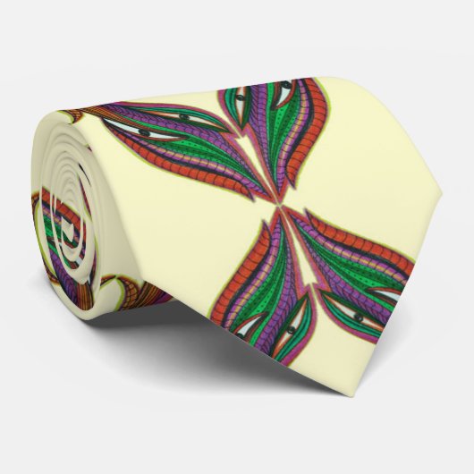 Beige moderne psychedelische Mandala-Muster Krawatte (Gerollt)