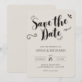Beige Moderne Save the Date Einladung (Vorne/Hinten)