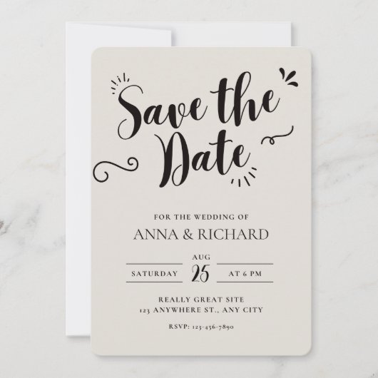 Beige Moderne Save the Date Einladung (Vorderseite)