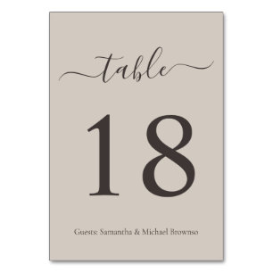 Beige Moderne Schrift Romantische Hochzeit Tischnu Tischnummer