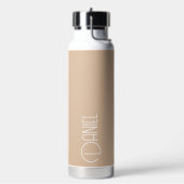 Beige Moderne Typografie Personalisiert Trinkflasche (Links)