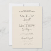Beige Moderne Whimsikskripte Bohemische Hochzeit Einladung (Vorderseite)